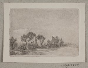 Landskab med træer ved et vand af Hans Anton Thiele