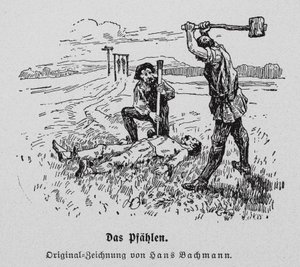Henrettelse ved spidning (gravering) af Hans Bachmann