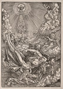 Kristus båret til himlen af engle af Hans Baldung