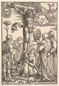 Kristus på korset med jomfruen og de hellige Longinus, Maria Magdalena og Johannes, 1505. af Hans Baldung