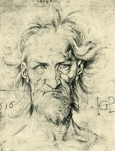 Hoved af en skægget gammel mand Saturn, 1516, 1943. af Hans Baldung