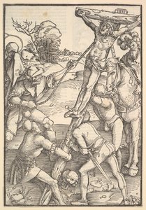 The Raising of the Cross, verso: The Raising of the Cross, fra Speculum Passionis Domini ..., 1507. af Hans Baldung