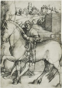 En brudgom, der tøjler en hest af Hans Baldung Grien