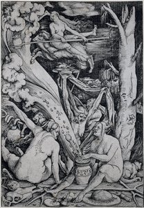 Hekse tryller under heksesabbat af Hans Baldung Grien
