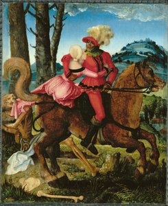 Ridder, jomfru og død (maleri på træ) af Hans Baldung Grien