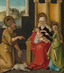 Sankt Anne med Kristusbarnet, Jomfruen og Johannes Døberen, ca. 1511 (olie på hardboard overført fra panel)