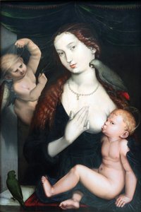 Madonnaen med papegøjerne af Hans Baldung Grien