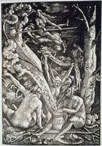 Heksene på sabbatten, efter Hans Baldung Grien, illustreret i en magisk historie udgivet sidst i det 19. århundrede