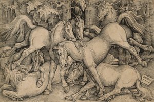 Vilde heste kæmper af Hans Baldung Grien