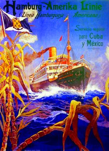 Plakat, der reklamerer for Hamburg American Line