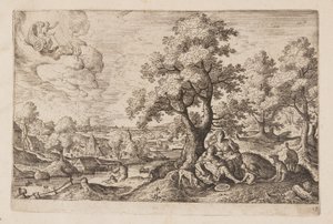 Planche 12, fra Landskaber med scener fra Det Gamle og Det Nye Testamente og Ovids Metamorfoser af Hans Bol