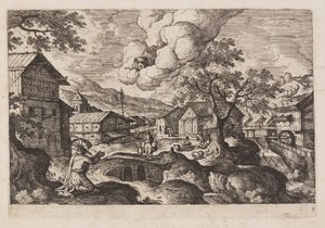 Planche 1, fra Landskaber med scener fra Det Gamle og Det Nye Testamente og Ovids Metamorfoser af Hans Bol