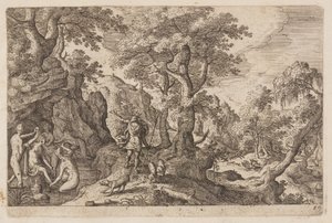 Planche 29, fra Landskaber med scener fra Det Gamle og Det Nye Testamente og Ovids Metamorfoser af Hans Bol