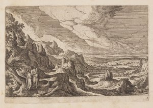 Planche 2, fra Landskaber med scener fra Det Gamle og Det Nye Testamente og Ovids Metamorfoser af Hans Bol