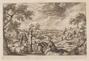Planche 9, fra Landskaber med scener fra Det Gamle og Det Nye Testamente og Ovids Metamorfoser af Hans Bol