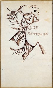 Gare Montparnasse Tegning med kinesisk blæk og blyant af Hans Bolz (1885-1918) 1912 Privat samling af Hans Bolz