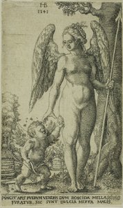 Amor, der bringer og honeycomb til Venus af Hans Brosamer