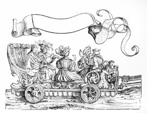 En scene fra Maximilians triumftog, ca. 1516-18 (træsnit) (foto i s/h) af Hans Burgkmair