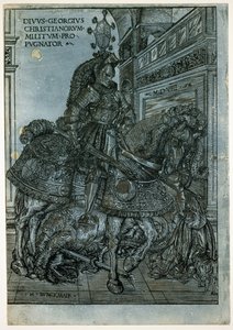 St George til hest, 1508 (chiaroscuro træsnit) af Hans Burgkmair