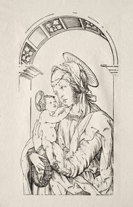 Jomfruen med barnet under en bue, 1508. af Hans Burgkmair