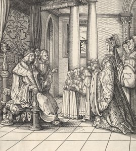 Den hvide konge modtager sin datter Margaret og kong Philips børn, fra Der Weisskunig, 1514-16 af Hans Burgkmair