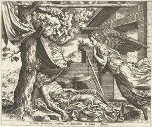 Lazarus død Historien om Lazarus og den rige mand (serietitel) af Hans Collaert (I) (possibly)