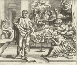 Den rige mands død Historien om Lazarus og den rige mand (serietitel) af Hans Collaert (I) (possibly)