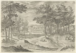 Udsigt over Ixelles Elsen (titel på objekt) Seværdigheder fra Bruxelles-området (serietitel) af Hans Collaert (I)
