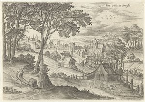 Udsigt over Saint-Gilles Sint Gielijs til Bruxelles (titel på objekt) Seværdigheder fra Bruxelles-området (serietitel) af Hans Collaert (I)