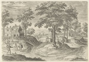 Udsigt over Scheut .s spedalske hus Lasrije en route schuet (titel på objekt) Seværdigheder fra Bruxelles-området (serietitel) af Hans Collaert (I)