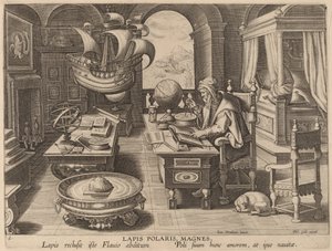 Lapis Polaris, Magnes (The Lodestone, The Magnet) af Hans Collaert the Younger after Jan van der Straet