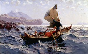 En norsk fiskerbåd, nær Bergen (olie på lærred)