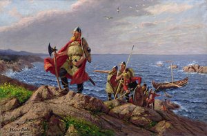 Leif Eriksson Discovers America (olie på lærred)
