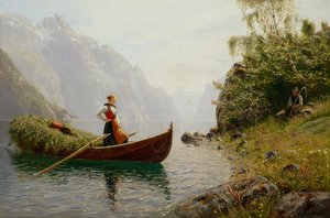 Kvinde og mand i fjordlandskab