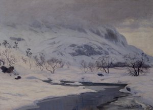 Bjerglandskab, vinter af Hans Fredrik Henriksen Borgen
