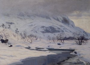 Bjerglandskab, vinter af Hans Fredrik Henriksen Borgen