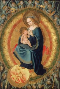 Maria ammer barnet i en engle herlighed. 1500-10