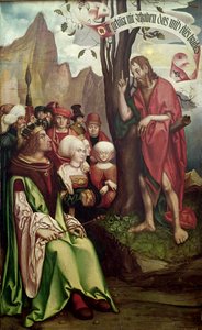 Johannes Døberen prædiker foran Herodes, fra Johannes Triptykon, 1514 (tempera på panel)