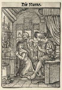 Dødedansen: Nonnen. af Hans Holbein