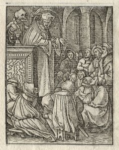 Dødedansen: Prædikanten, Præsten. af Hans Holbein