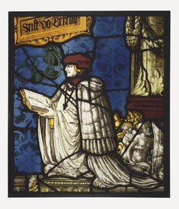 En præmonstratensisk kanon; ca. 1520 (potmetal og farveløst glas, oxidmaling og sølvbejdse; bly kom) af Hans Holbein der Jüngere