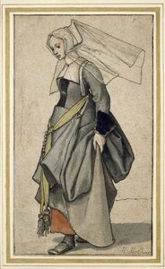A Young English Woman, 1500-tallet (pen og blæk og wc på papir) af Hans Holbein der Jüngere