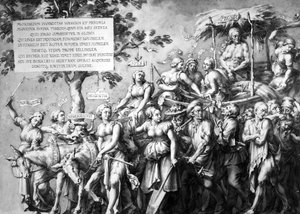 Fattigdommens triumf, tegnet af Jan de Bisschop, ca. 1650 (pen, blæk og vask på papir) af Hans Holbein der Jüngere