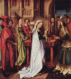 Tysk: Darstellung Christi im Tempel Dominikanernes alter, venstre inderfløj, nederste panel: Præsentationen af Kristus i templet af Hans Holbein the Elder