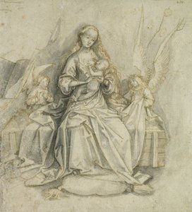 Madonna og barn (pen og brunt blæk med blyant på papir) af Hans Holbein the Elder