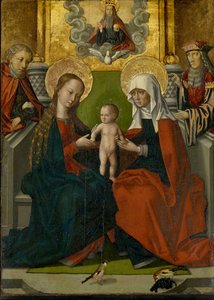 Sankt Anne med Jomfruen og Barnet, Josef, Joachim, Gud Faderen og Helligånden af Hans Holbein the Elder