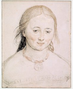 Ung kvindes hoved Tegning på spidsen af metal, pen og blod af Hans Holbein den gamle (1460-1524) 1500-tals søn. 0,19x0,15 m Paris, Musée du Louvre