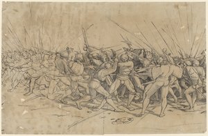 Kampscene, ca. 1524 (pen, blæk og lavering)