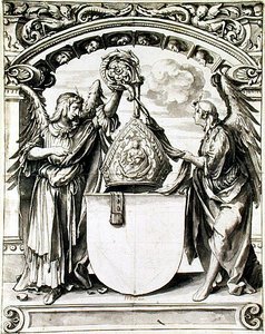 Design til et glasmaleri, ca. 1520 (pen og grå vask med sort kridt på papir) af Hans Holbein der Jüngere