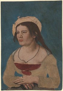 Hans Holbein d.y. (ca.) - Portræt af en ung kvinde med rød overdel, Inv. 1823.143 af Hans Holbein the Younger